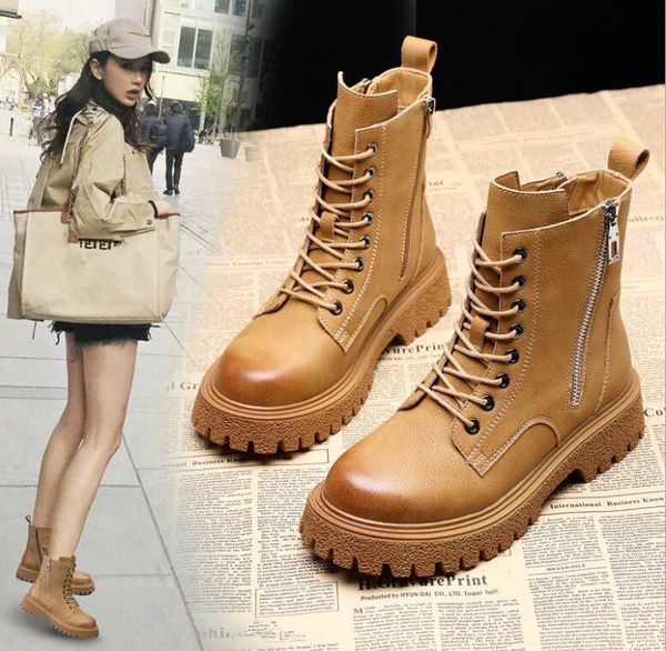 

-fashion ankle boots women shoes winter boots ladies girls cowhide leather high womens flat ankle boot, Black