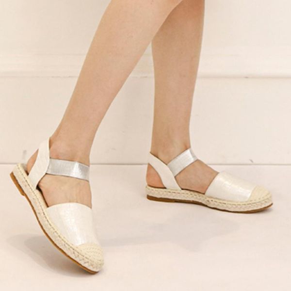 

sandals ladies solid color soft-soled straw fisherman flats elastic band fashion female outdoor beach footwear mujer zapatos, Black