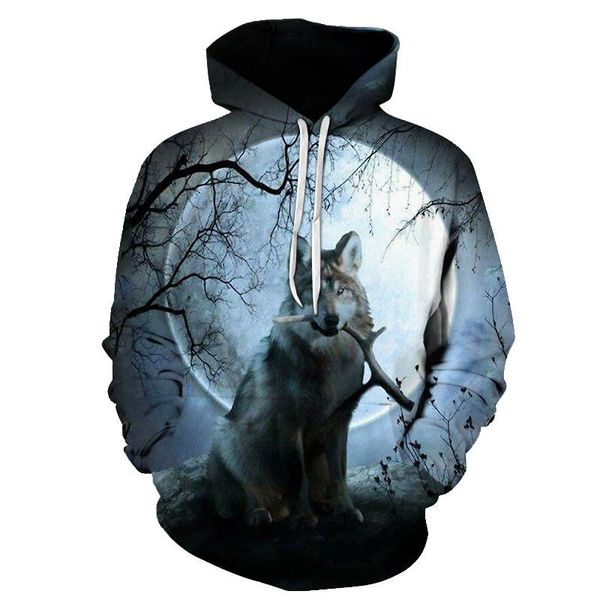 

men's hoodies & sweatshirts funny wolf men 3d brand hooded pullover male tracksuits boy hoodie fashion outwear, Black