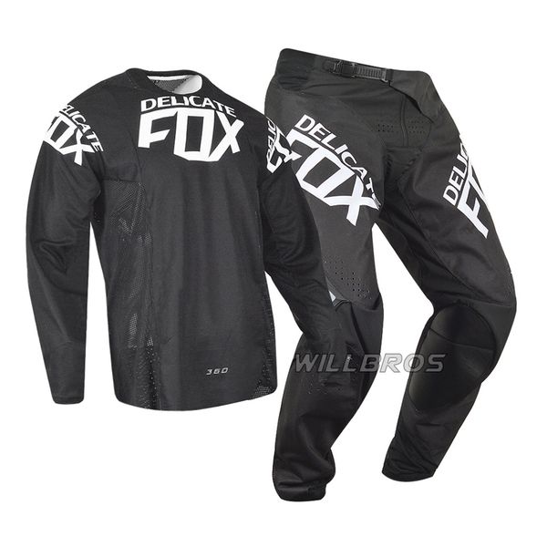 

delicate fox mx 360 kila jersey pants motocross dirt bike mtb atv racing gear set black