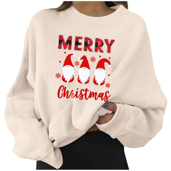

women's t-shirt autumn fashion comfortable women blouse christmas printed long-sleeved sweatshirt casual pullover roupas femininas, White