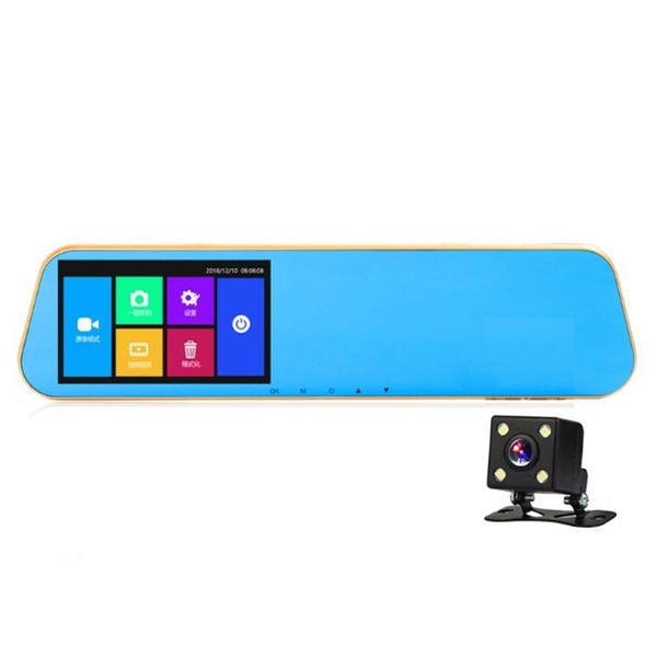 

car rear view cameras& parking sensors aixz dvr camera 4.3" touch screen fhd 1080p rearview mirror digital video recorder dual lens aut
