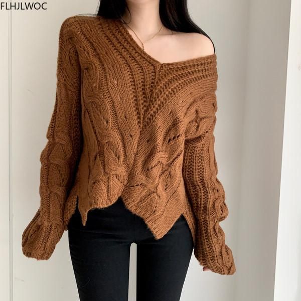 

women's sweaters winter spring women fashion long sleeve casual loose lazy style outerwear hollow out solid color v neck knitted pullov, White;black