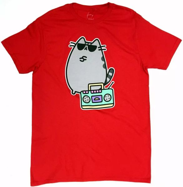 

pusheen the cat pusheen boombox t-shirt red nwt licensed & official, White;black