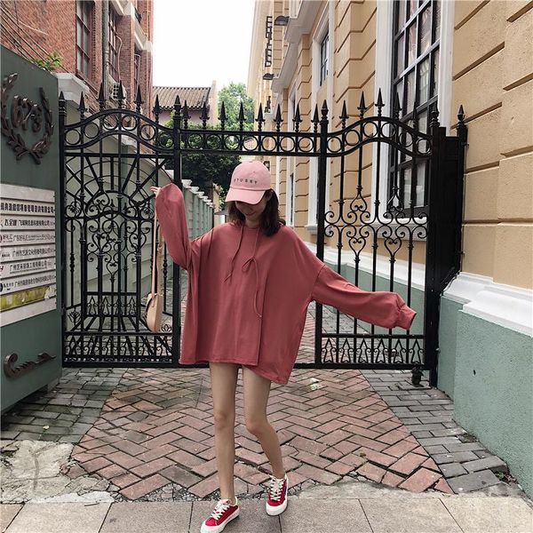

women's hoodies & sweatshirts loose casual hooded long sleeve pullovers fashion brand harajuku spring fall vetement femme korean, Black