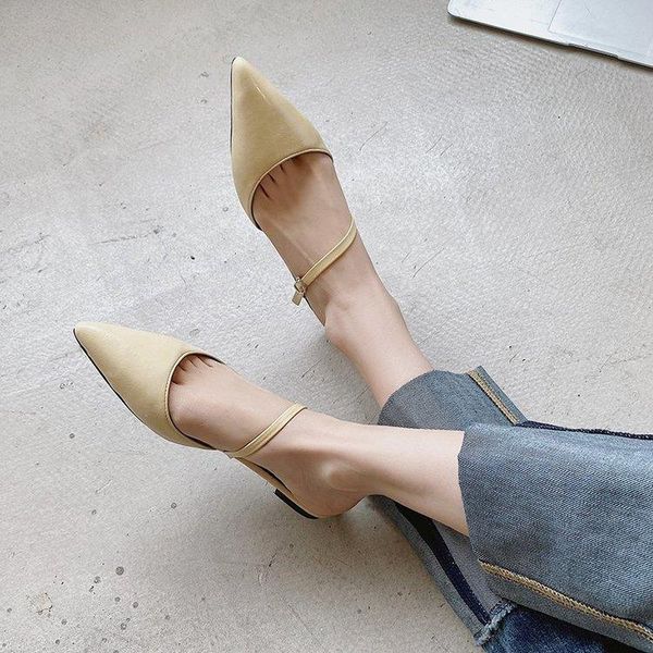 

cover toe shoes slippers casual slipers women slides low luxury 2021 flat pointed fashion basic fabric sewing scandals rubber pu, Black