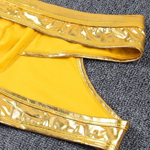 

underpants men boxers shorts low waist nightclub stage patent leather panties gays clothes fashion bottom pants man seamless underwear, Black;white