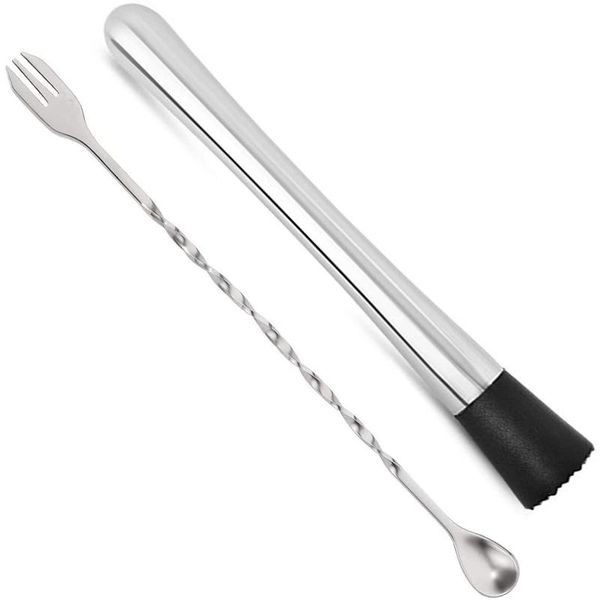 

spoons 10 inch stainless steel cocktail muddler and mixing spoon home bar tool set for making cocktails