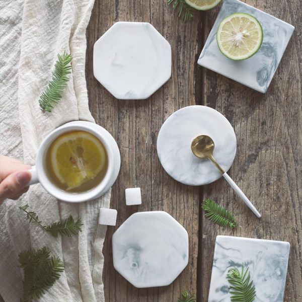 

table runner 1pc mat ceramic gold-plated decor marble pattern drink coffee cup tea pad dining mats