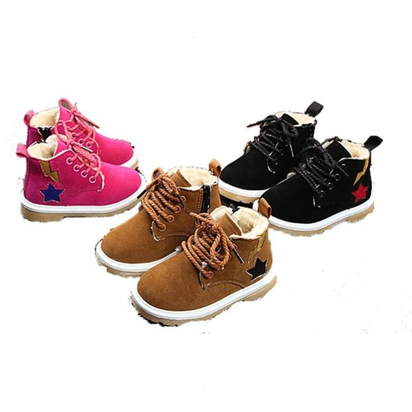 

sneakers 2021 winter fashion children snow boots boys cotton girls warm shoes tendon bottom comfortable, Black;red