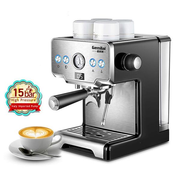 

bar italian coffee machine semiautomatic stainless steel steam milk frother espresso commercial cofee maker roasters