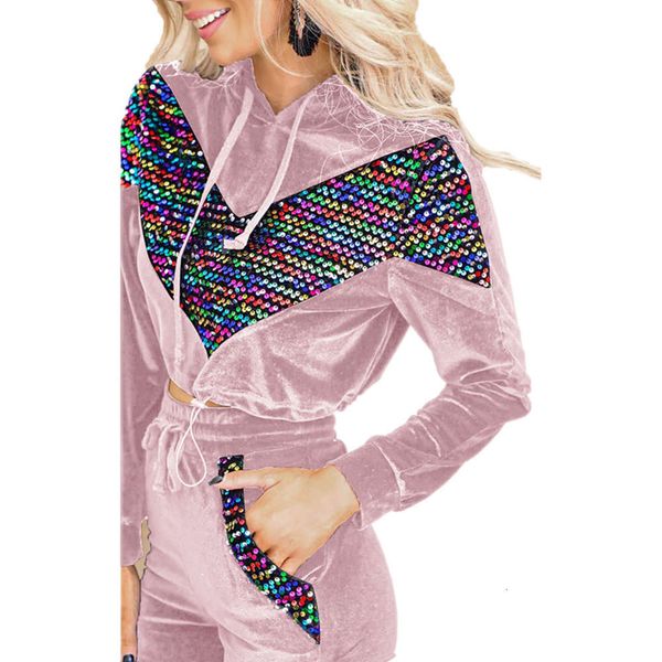 

designer 21ss spring new women's silver fox velvet fashion printing long sleeve hooded casual suit, White