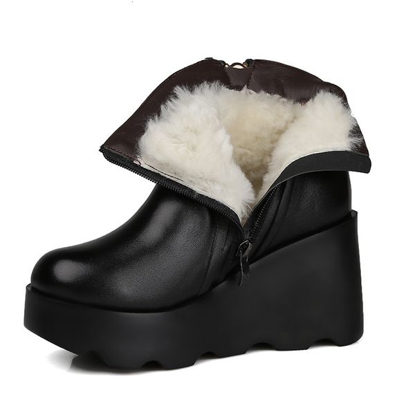 

asumer arrival of wool genuine leather woman snow keep fashion shoes boots, Black