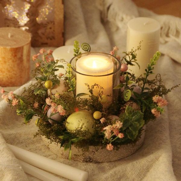 

natural plant nordic easter egg creative glass candle holder furniture decoration decorative objects & figurines
