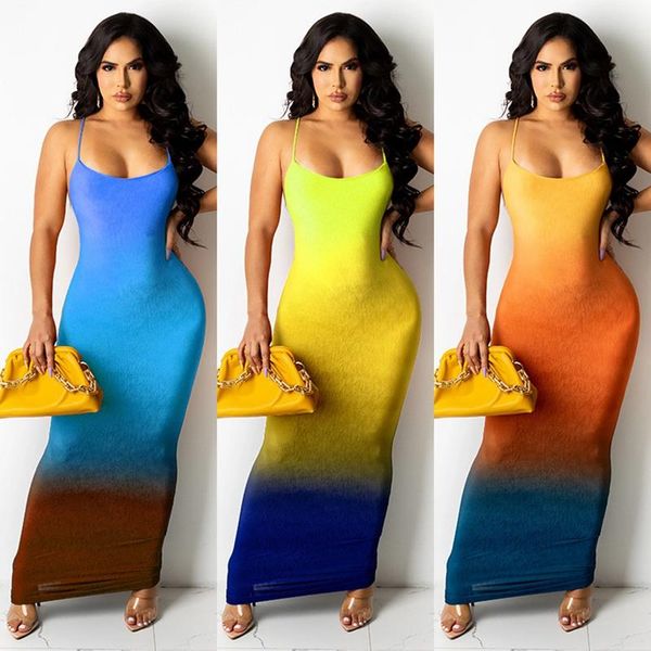

women's swimwear autumn clothes gradient sleeveless sling dress party maxi dresses for women club outfit goth streetwear y2k wholesale, White;black
