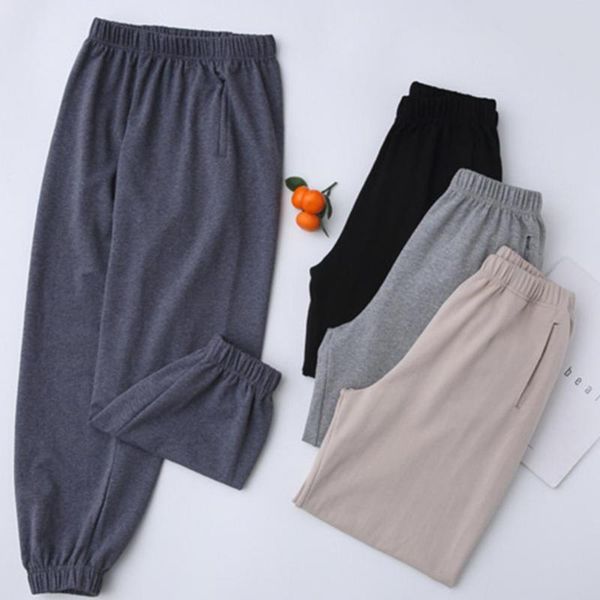 

women's pants & capris jogging autumn solid color high waist cotton ankle tie warm sports trousers harem plus size 2021, Black;white