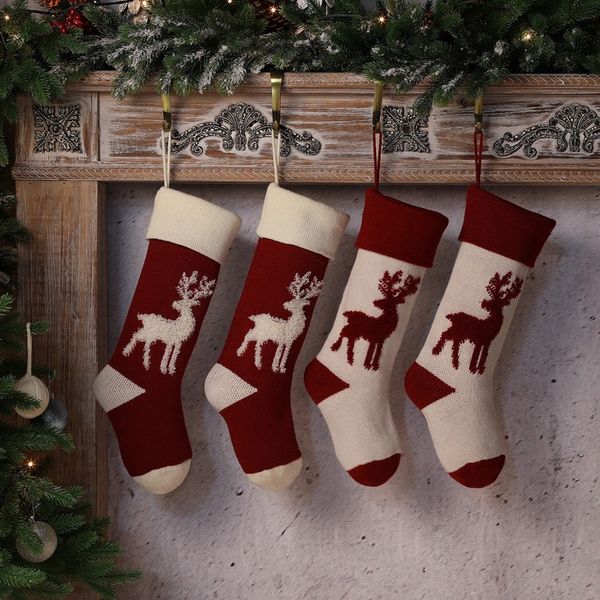 Decorazioni natalizie per calze a maglia Borsa regalo per festival Camino Decorazioni per ornamenti appesi all'albero di Natale
