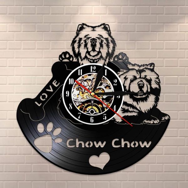 

wall clocks chow fall in love vintage record clock songshi quan chowdren lp watch dog breed gifts for owner