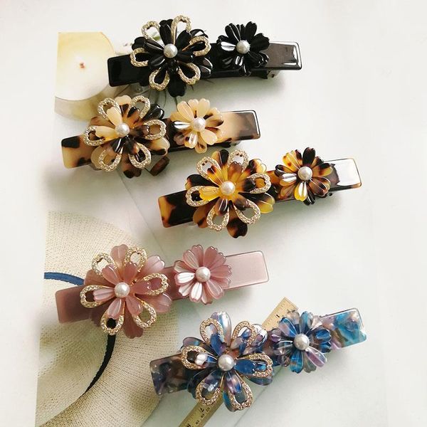 

hair clips & barrettes 2021 fashion acetate flower elegant simulated pearls hairpins for women girls hairwear tiara, Golden;silver