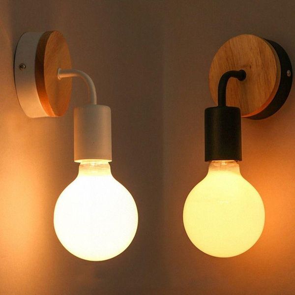 

wall lamp modern simple industrial wood table cafe sconces home decor
