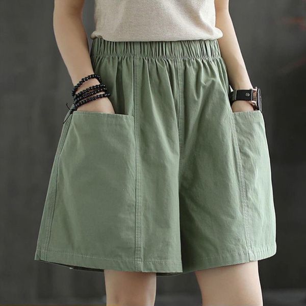 

summer casual cotton linen womens shorts plus size mid waist fashion female streetwear pants, White;black