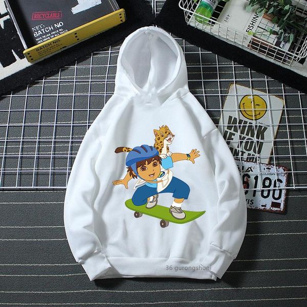 

hoodies & sweatshirts funny boys cartoon (diego) explorer graphic print children's winter longsleeved sweatshirt jacket casual toddler, Black