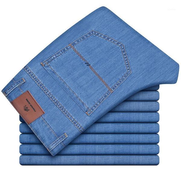 

men's jeans 2021 spring and summer stretch slim classic fashion casual loose straight thin denim trousers male brand pants, Blue