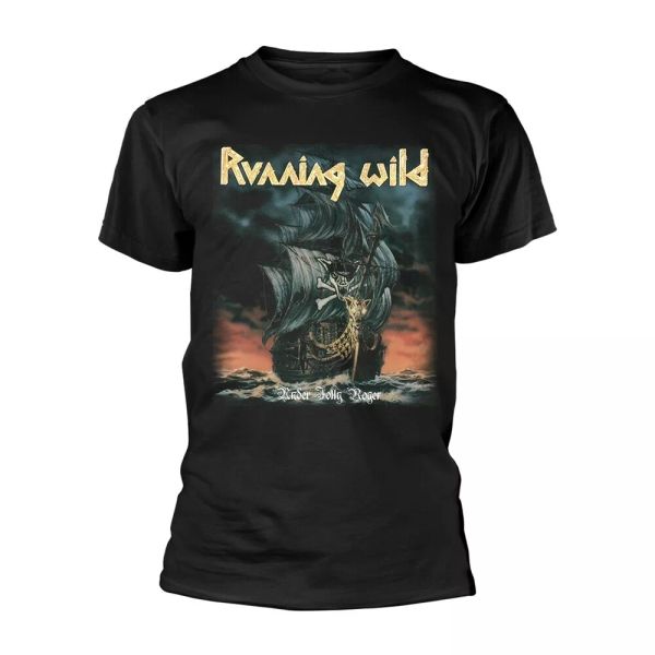

running wild under jolly roger authorized album men t-shirt, White;black