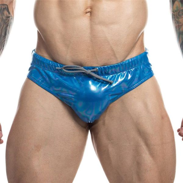 

underpants 2pcs shiny men swimming trunk low waist bikini panties swimsuit briefs quick-drying push pad beach surf shorts, Black;white