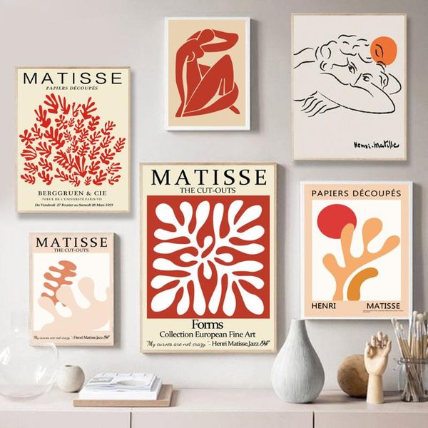 

paintings nordic abstract art matisse poster red theme wall painting canvas office living room bedroom home decoration mural