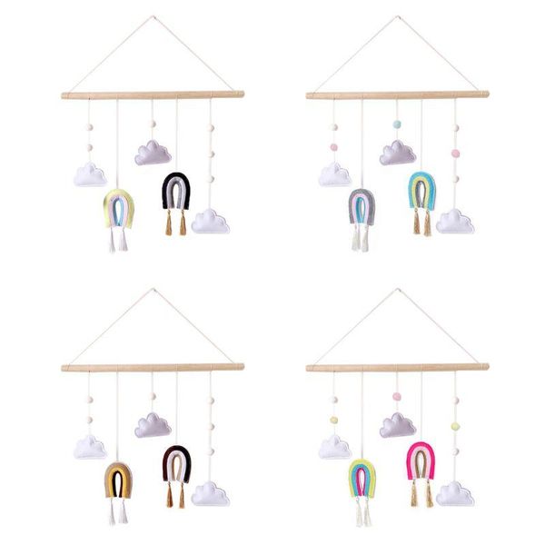 

decorative objects & figurines wooden wall hanging decor cloud rainbow felt art ornaments for bedroom nursery room