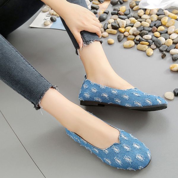 

summer fashion denim sneakers women shoes woman casual shoes female canvas shoes soft bottom round toe slip on ladies flats a3t6, Black