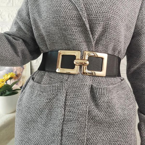 

belts women wide belt for dress lady elastic cummerbunds coat party female super big buckle waist strap fashion black waistbands, Black;brown