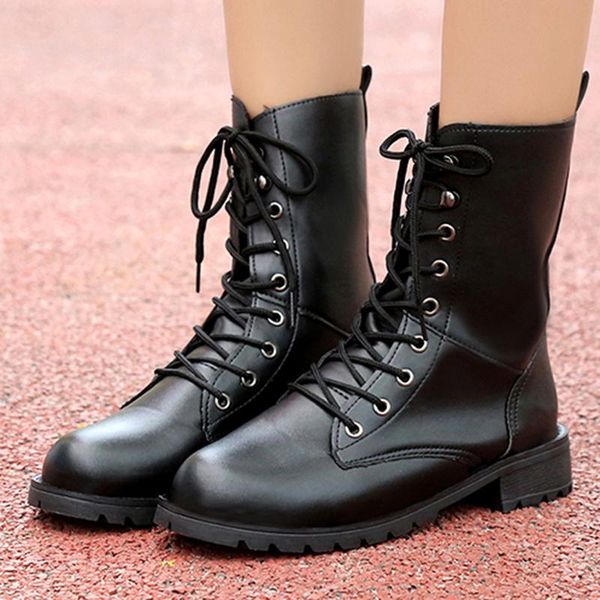 

boots black solid fashion motocycle booties women botas womens ankle square heel autumn shoes