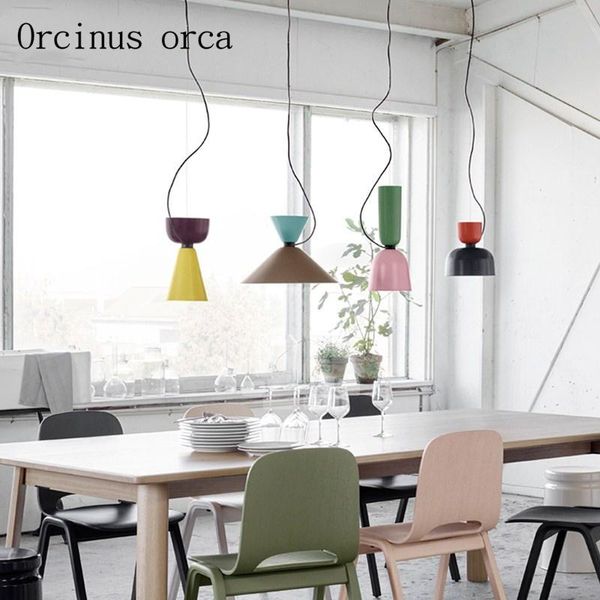 

pendant lamps nordic modern simple single color matching chandeliers restaurants bars bedroom creative personality decorative chandelier