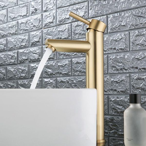 

bathroom sink faucets basin faucet solid brass cold and water mixer tap single handle deck mounted brushed gold taps