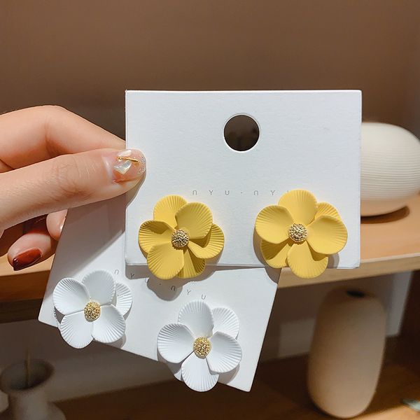 

925 silver needle ins multi-layer flower earrings bohemian wind drop oil small fresh petal earrings for women