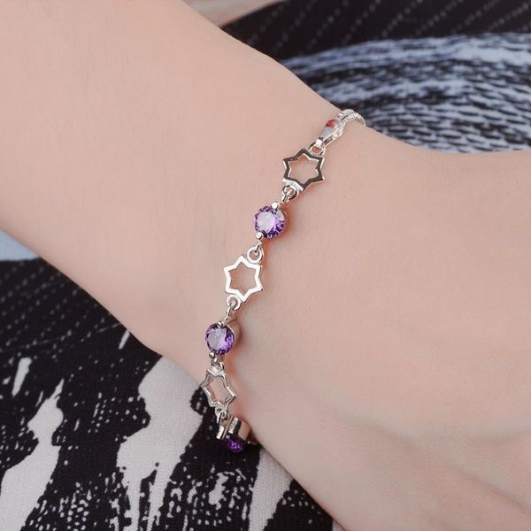 

link, chain five-pointed star bracelet women's fashion jewelry, Black
