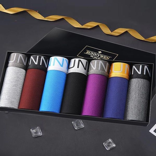 

underpants 2021 men underwear sets variety of solid color 7pcs boxer shorts fashion casual, Black;white