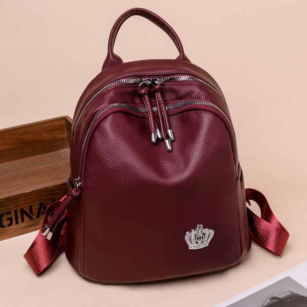 

fashion women backpacks soft pu leather ladies school bags female shoulder bag travel bag softback daypack green l0