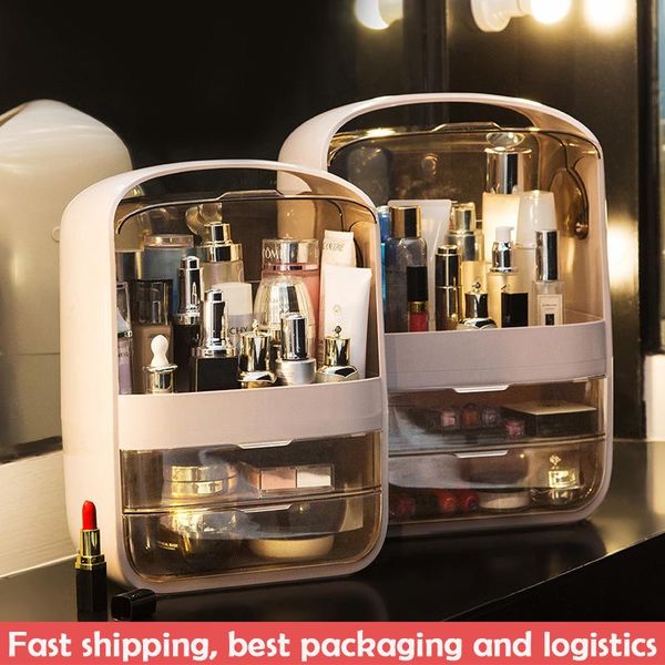 

women bathroom cosmetics storage box waterproof and dust-proof large makeup organizer skin care jewelry beauty drawer boxes & bins