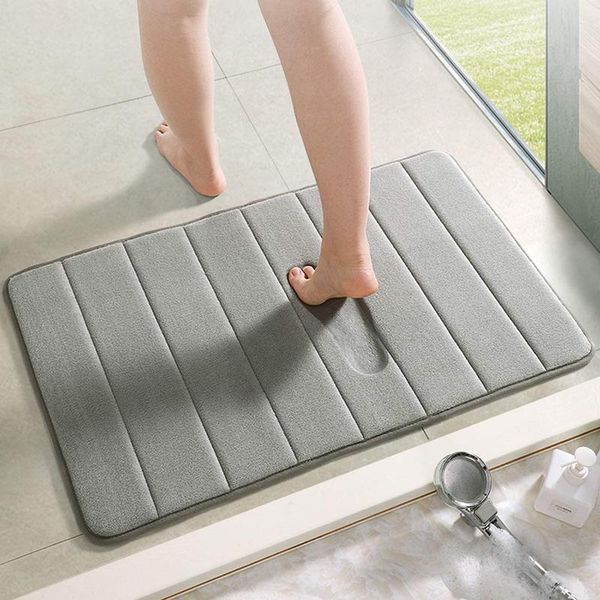 

foam bath rug, anti slip water absorbent bathroom mat, ultra soft microfiber thick machine washable for bathtub sink kitchen mats