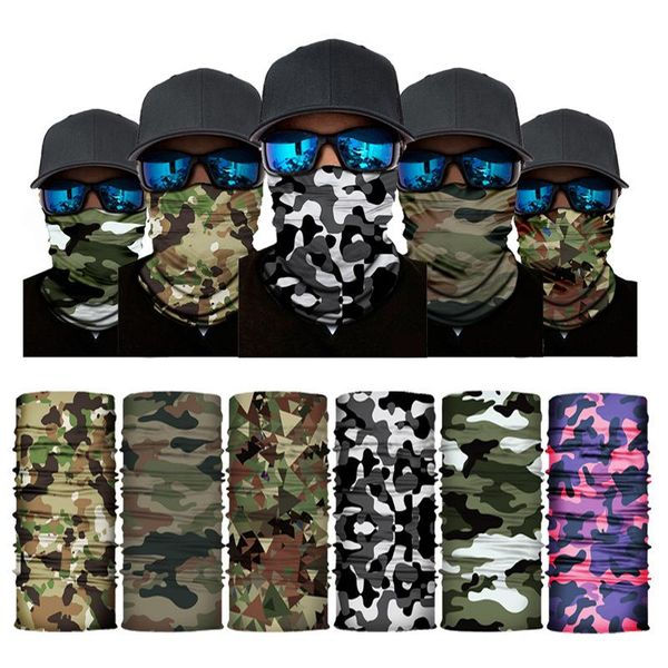 

high elastic camouflage seamless bandana buffs neck gaiter headband cycling fishing balaclava tube face shield men women scarf caps & masks, Black