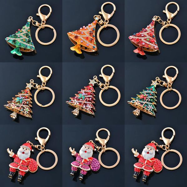 

keychains sinleery santa claus green orange red christmas tree pendant gold color keychain for women party jewelry gift ys016 sp, Silver