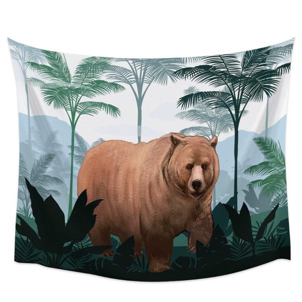 

tapestries forest brown bear palm tree wall tapestry home decor bedroom hanging yoga mat picnic