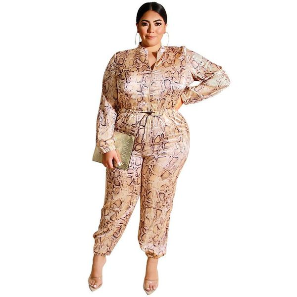 

women's jumpsuits & rompers 4xl 5xl plus size women casual jumpsuit 2021 vintage leopard print wide leg fashion elegant summer long, Black;white