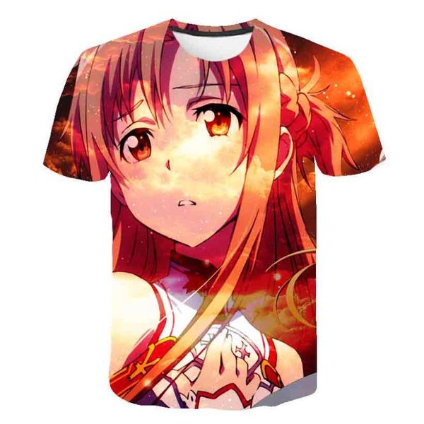 

men's t-shirts anime sword art online 3d print t-shirt men/women summer fashion casual hip-hop harajuku funny short sleeve round neck, White;black