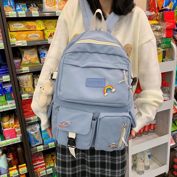 

backpack ins casual large capacity nylon waterproof travel fashion backpacks female male school bag boys and girls schoolbag