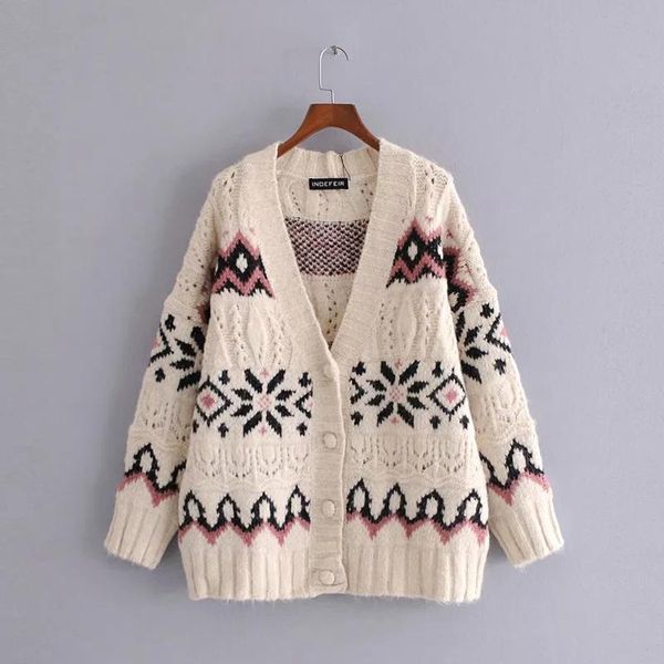 

women's trench coats 2021 women cardigan vintage jacquard knitted sweater oversize long sleeve casual female outerwear chic, Tan;black