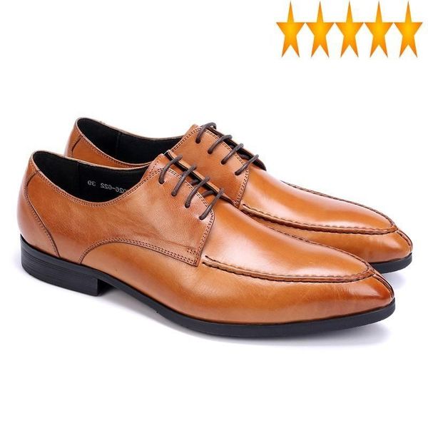 

dress shoes formal business wedding british pointed toe fashion genuine leather zapatos flats oxford for men, Black
